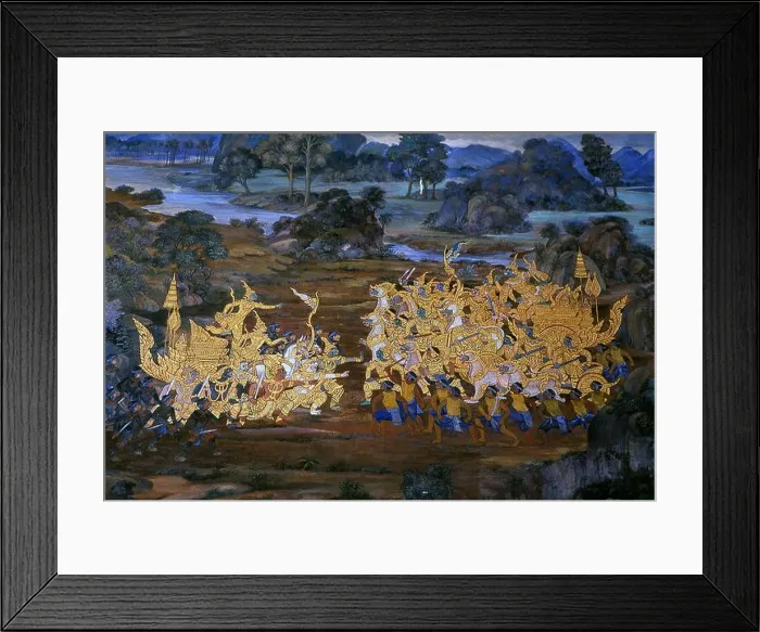 Framed Print : Thailand: Rama going into battle against Tosakanth (Ravana) Framed Print : Thailand: Rama going into battle against Tosakanth (Ravana)
