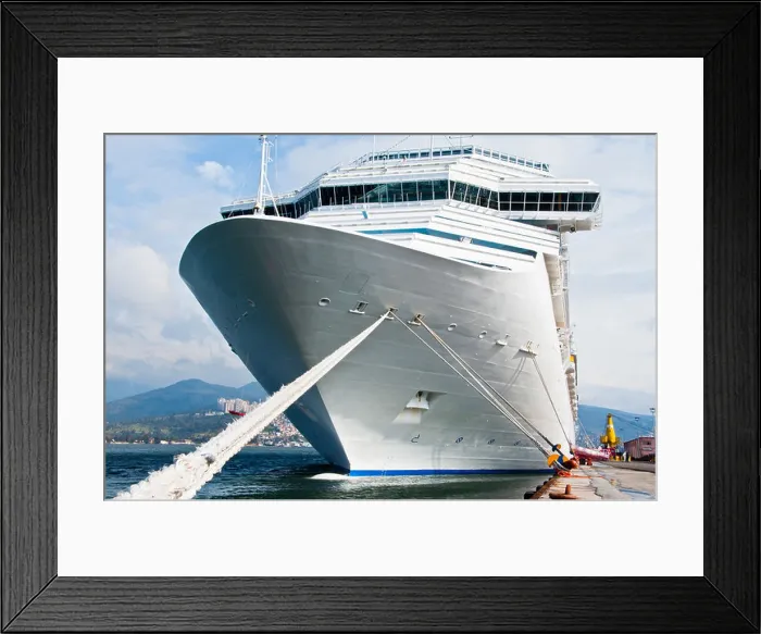 Framed Print : Cruise ship bow on a beautiful day