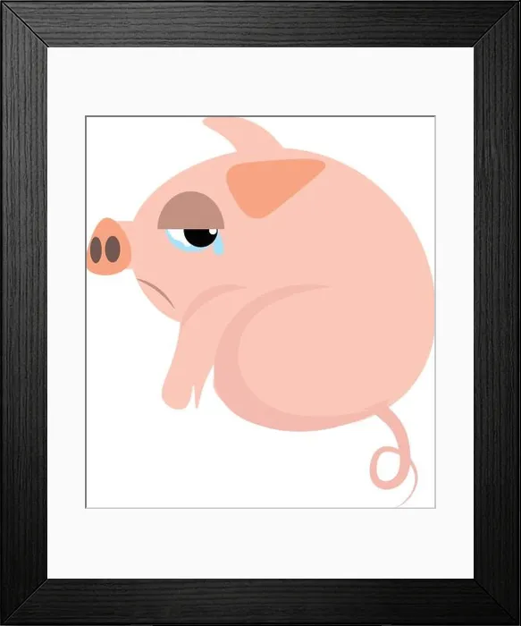 Framed Print : A sad little piglet facing away from view, vector, color drawing or illustration Framed Print : A sad little piglet facing away from view, vector, color drawing or illustration