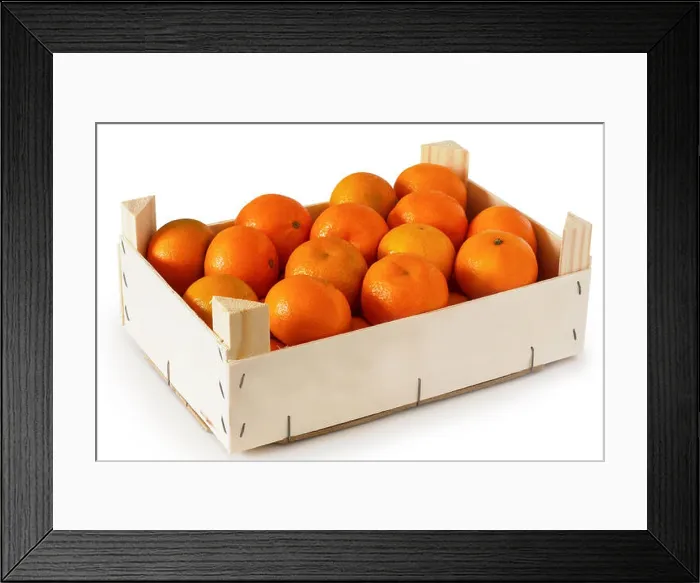 Framed Print : Wooden box filled with tangerines Framed Print : Wooden box filled with tangerines