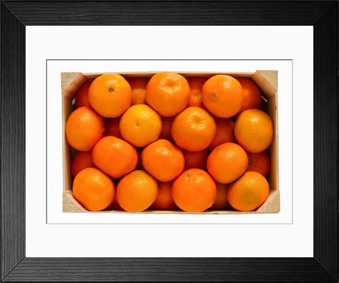 Framed Print : Wooden box filled with tangerines Framed Print : Wooden box filled with tangerines
