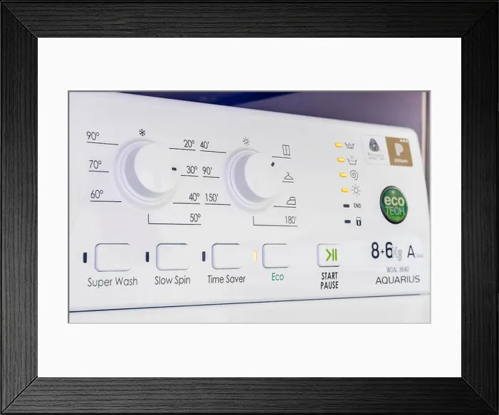 Framed Print : Dashboard of an Hotpoint Aquarius Eco Washer Dryer Washing Machine Framed Print : Dashboard of an Hotpoint Aquarius Eco Washer Dryer Washing Machine