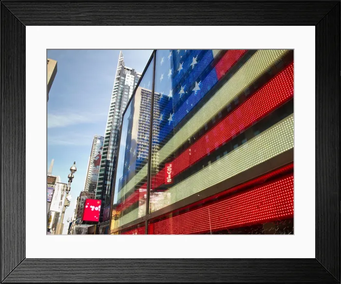 Framed Print : US Armed Forces Recruiting Station, Times Square, American Flag Neon Sign, NYC Framed Print : US Armed Forces Recruiting Station, Times Square, American Flag Neon Sign, NYC