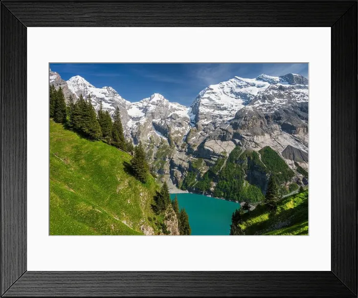 Framed Print : Lake Oeschinen, Kandersteg, Canton of Bern, Switzerland Framed Print : Lake Oeschinen, Kandersteg, Canton of Bern, Switzerland