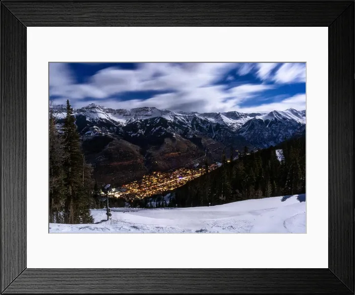 Framed Print : Telluride, Colorado and the San Juan Mountains under moonlight after a winter snow storm Framed Print : Telluride, Colorado and the San Juan Mountains under moonlight after a winter snow storm