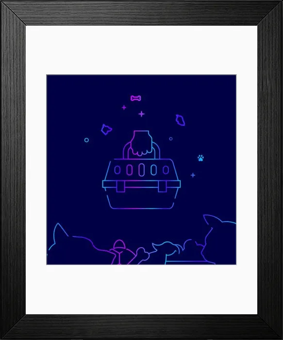 Framed Print : Pet Carrier Vector Line Illustration Framed Print : Pet Carrier Vector Line Illustration