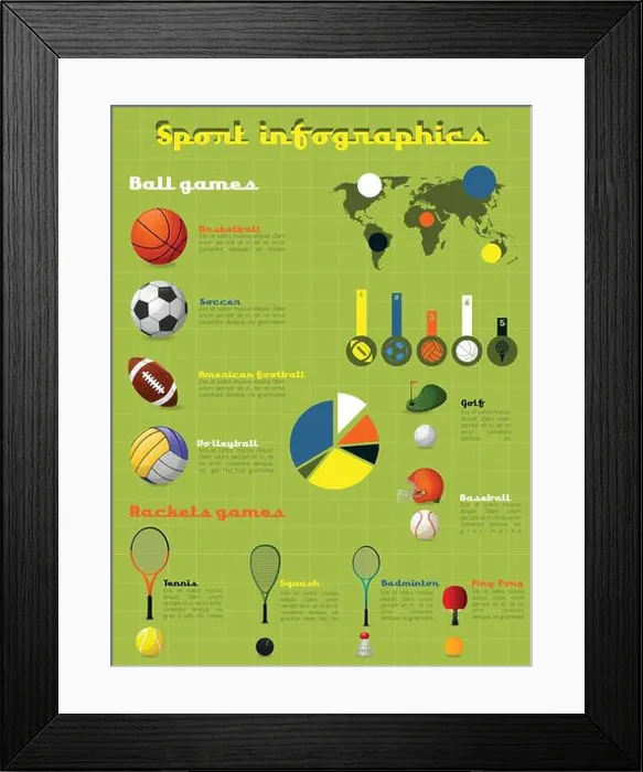 Framed Print : Sports Infographics Set