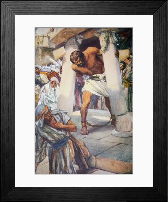 Framed Print : Illustration of the Suicide Of Samson by Grasping the Two Pillars of the Temple of Dagon Framed Print : Illustration of the Suicide Of Samson by Grasping the Two Pillars of the Temple of Dagon