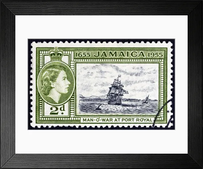 Framed Print : JAMAICA - CIRCA 1955: A stamp printed in Jamaica shows H Framed Print : JAMAICA - CIRCA 1955: A stamp printed in Jamaica shows H