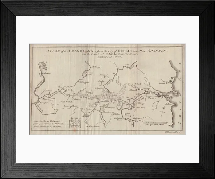 Framed Print : The Grand Canal from the City of Dublin to the River Shannon… BOWEN 1779 map Framed Print : The Grand Canal from the City of Dublin to the River Shannon… BOWEN 1779 map