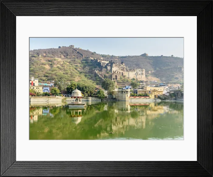 Framed Print : Taragarh Fort and Nawal Sagar Lake in Bundi. Rajasthan. India