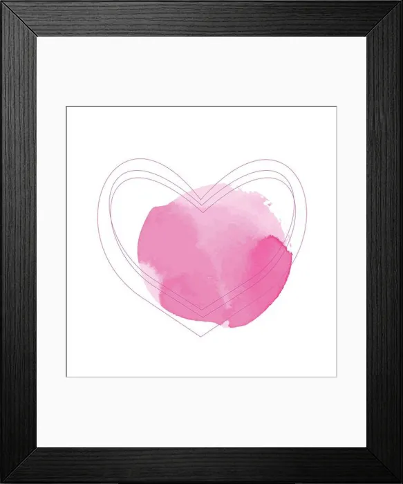 Framed Print : Simple Mothers Day greeting card. Modern Watercolor dot, thin line heart Framed Print : Simple Mothers Day greeting card. Modern Watercolor dot, thin line heart