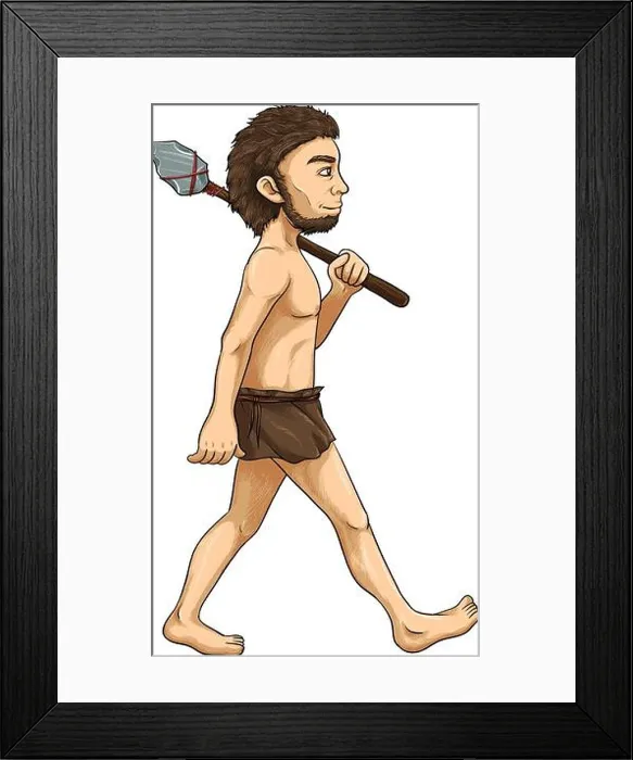 Framed Print : Illustration of early man from evolution series Framed Print : Illustration of early man from evolution series