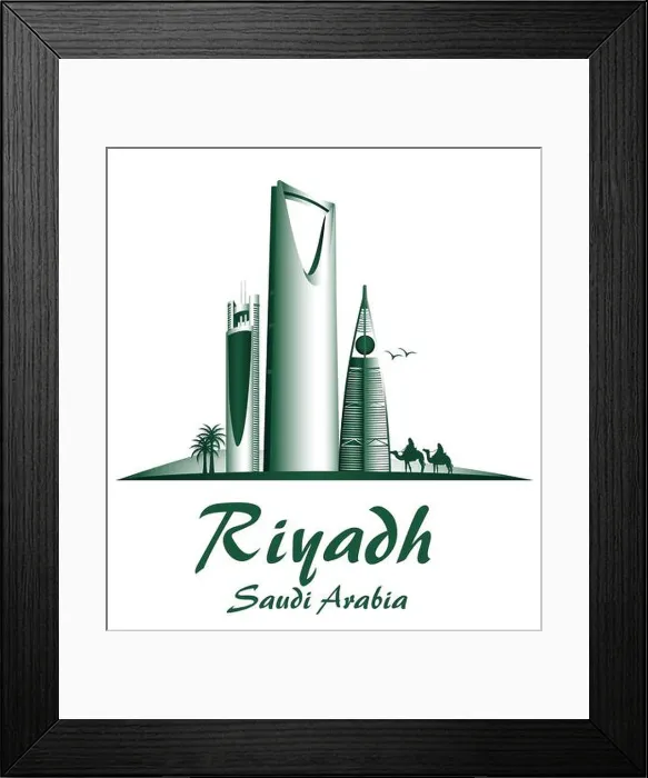 Framed Print : City of Riyadh Saudi Arabia Famous Buildings Vector Design. Editable Vector Illustration Framed Print : City of Riyadh Saudi Arabia Famous Buildings Vector Design. Editable Vector Illustration