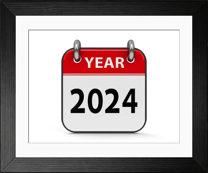 Framed Print : Icon calendar 2024 year isolated on white background, three-dimensional rendering, 3D illustration Framed Print : Icon calendar 2024 year isolated on white background, three-dimensional rendering, 3D illustration