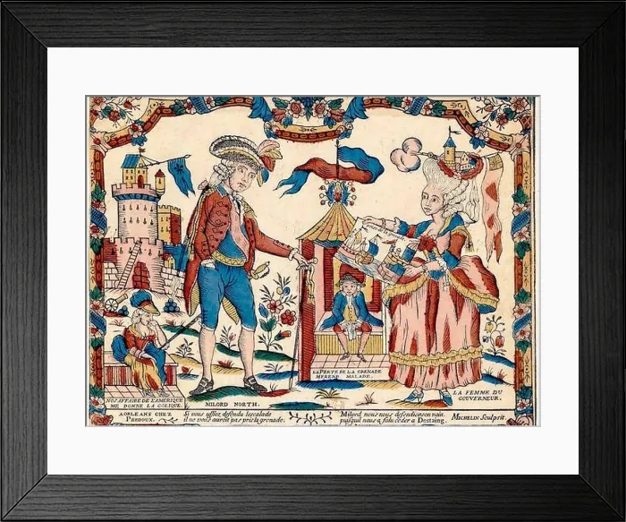 Framed Print : Poster. Lord (or 'milord') North and the governor's wife (from Grenada) Framed Print : Poster. Lord (or 'milord') North and the governor's wife (from Grenada)
