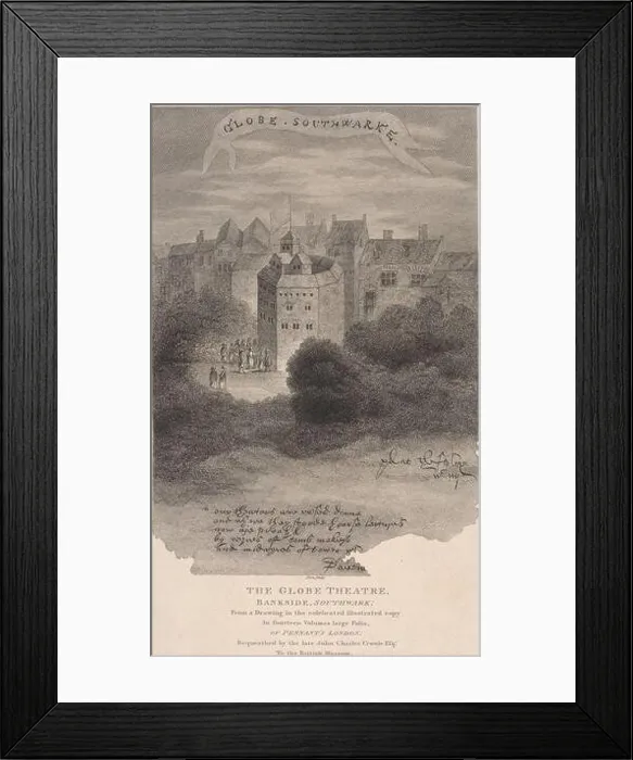 Framed Print : James Stow, ca. 1770–after 1820, British, The Globe Theatre, Bankside, Southwark, undated. Engraving Framed Print : James Stow, ca. 1770–after 1820, British, The Globe Theatre, Bankside, Southwark, undated. Engraving