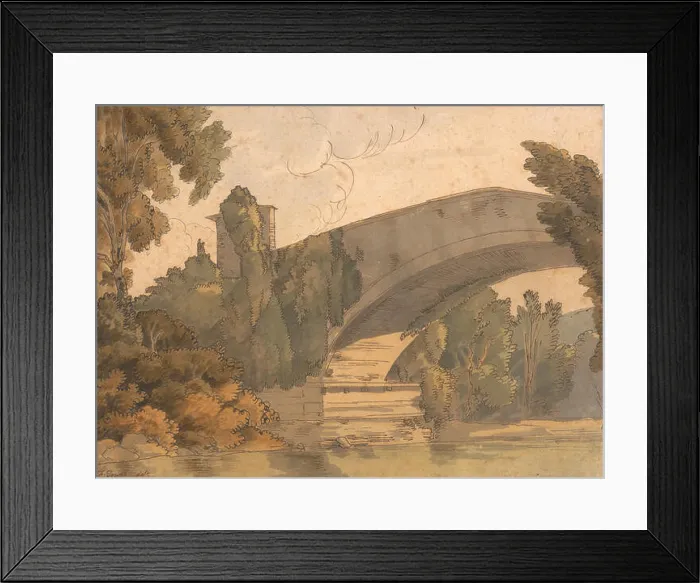 Framed Print : Francis Towne's watercolor A Bridge Between Florence Framed Print : Francis Towne's watercolor A Bridge Between Florence