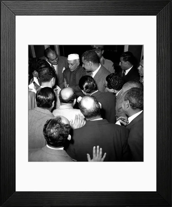 Framed Print : This photograph shows Egyptian President Gamal Abdel Nasser receiving Indian Prime Minister Jawaharlal Nehru Framed Print : This photograph shows Egyptian President Gamal Abdel Nasser receiving Indian Prime Minister Jawaharlal Nehru