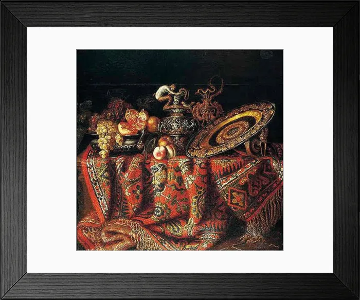Framed Print : Jacques Hupin's 17th-century still life features an intricate composition of fruits like peaches Framed Print : Jacques Hupin's 17th-century still life features an intricate composition of fruits like peaches