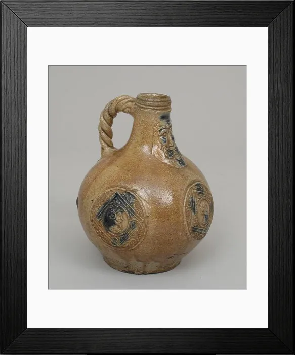 Framed Print : Beardman or Bellarmine jug 17th century German Framed Print : Beardman or Bellarmine jug 17th century German