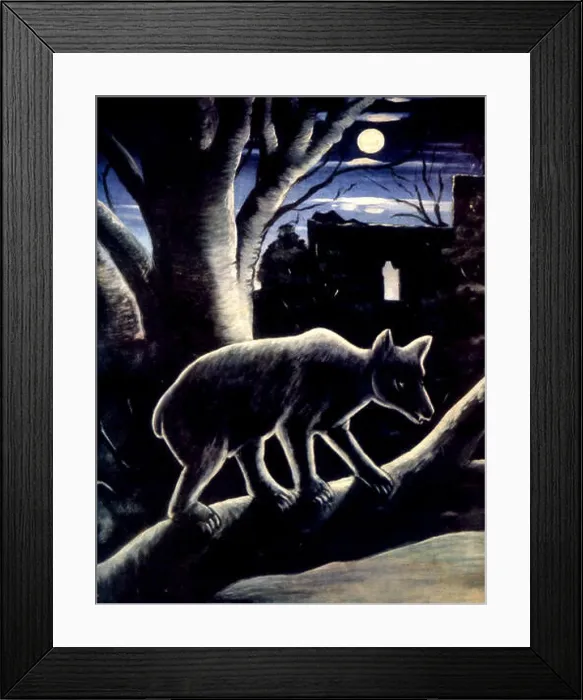 Framed Print : A Fox in a Moon Night by Niko Pirosmani is an oil painting on oilcloth Framed Print : A Fox in a Moon Night by Niko Pirosmani is an oil painting on oilcloth