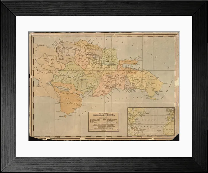 Framed Print : Map of the Dominican Republic WDL11320 Framed Print : Map of the Dominican Republic WDL11320