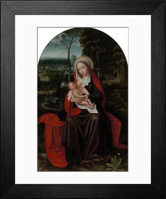 Framed Print : Rest on the Flight into Egypt by Ambrosius Benson is a renowned painting depicting the Holy Family's journey to Egypt Framed Print : Rest on the Flight into Egypt by Ambrosius Benson is a renowned painting depicting the Holy Family's journey to Egypt