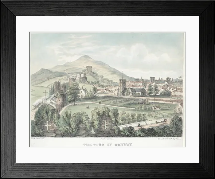 Framed Print : The Town Of Conway Its Church, Plas Mawr, Wall, Tower, &c, as seen from the battlement of the castle Framed Print : The Town Of Conway Its Church, Plas Mawr, Wall, Tower, &c, as seen from the battlement of the castle