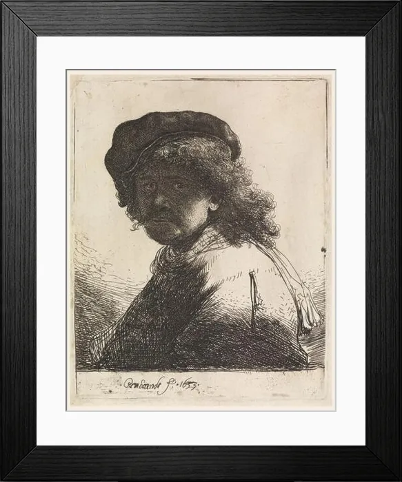 Framed Print : Rembrandt in Cap and Scarf. Self-portrait of the artist Framed Print : Rembrandt in Cap and Scarf. Self-portrait of the artist