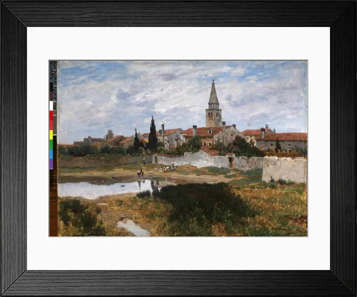 Framed Print : Eduard Ameseder 1856-1938 - Italske mesteckos kostelem - Vesnice v Normandii Framed Print : Eduard Ameseder 1856-1938 - Italske mesteckos kostelem - Vesnice v Normandii
