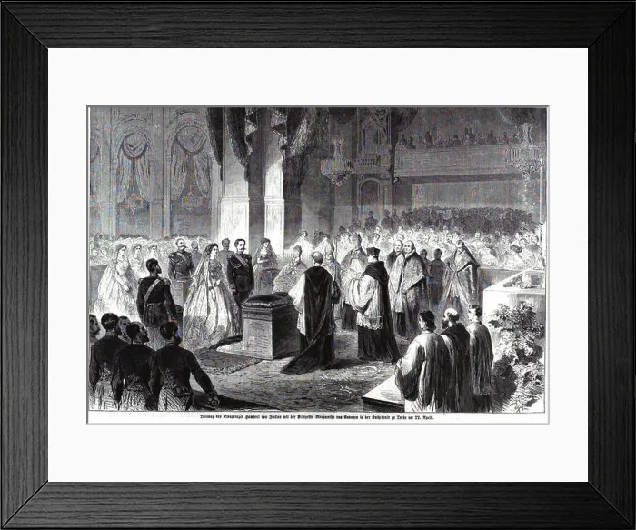 Framed Print : The marriage of King Umberto I of Italy to Margherita of Savoy is depicted in this painting Framed Print : The marriage of King Umberto I of Italy to Margherita of Savoy is depicted in this painting