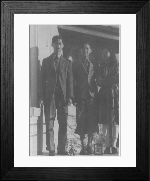 Framed Print : This historical photograph from 1944 captures the Thai royal family: King Ananda Mahidol