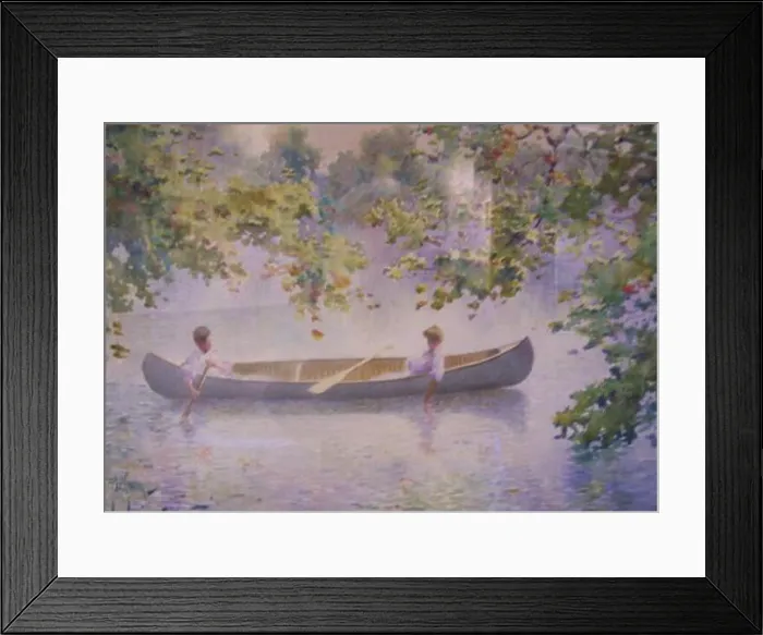Framed Print : Paul Sawyier Canoing