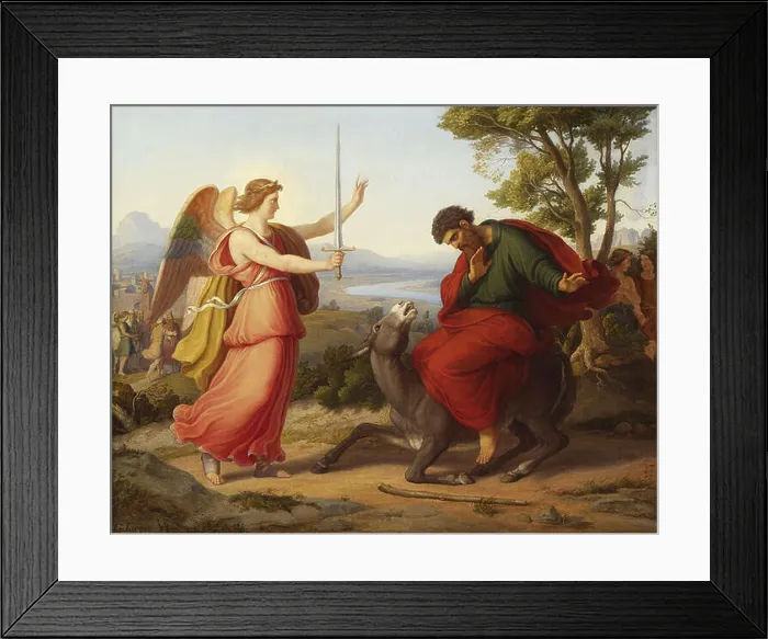 Framed Print : This work by Gustav Jaeger features the biblical figure Bileam and his interaction with the angel Framed Print : This work by Gustav Jaeger features the biblical figure Bileam and his interaction with the angel