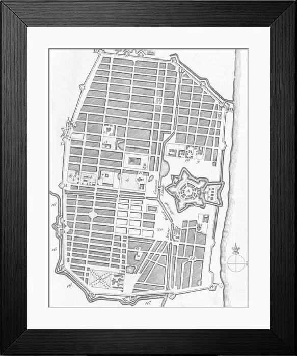 Framed Print : INDIA: Plan of Puducherry Pondicherry, antique print 1759 Framed Print : INDIA: Plan of Puducherry Pondicherry, antique print 1759