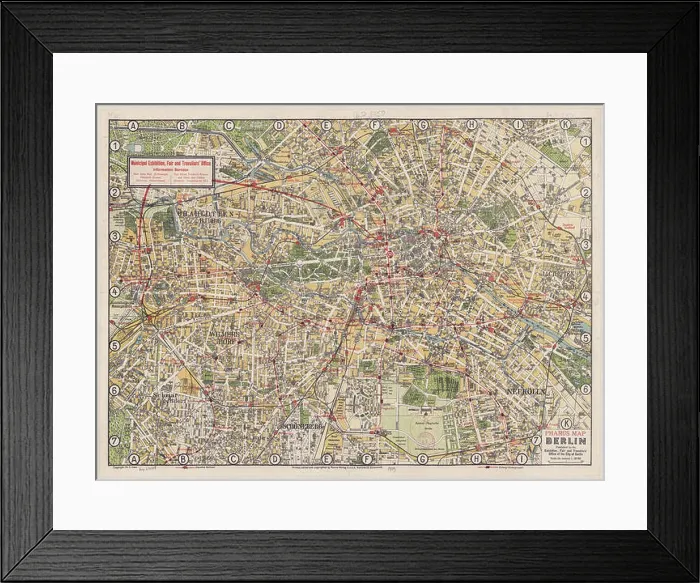 Framed Print : The Pharus Map of Berlin from 1929 offers a detailed representation of the city's geography