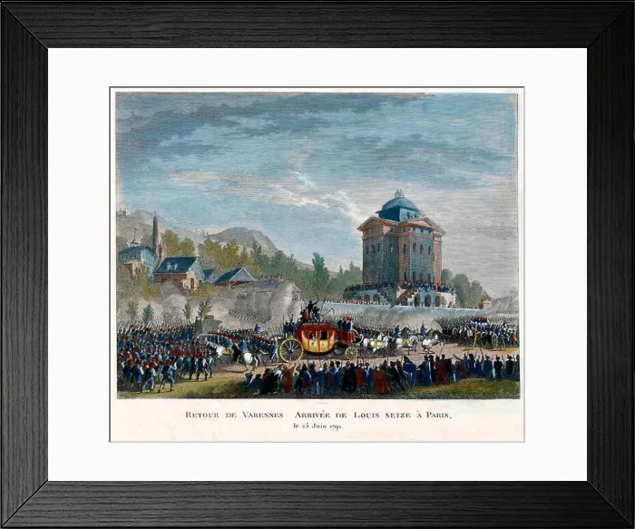 Framed Print : Return of Varennes. Arrival of Louis Seized in Paris, June 25, 1791