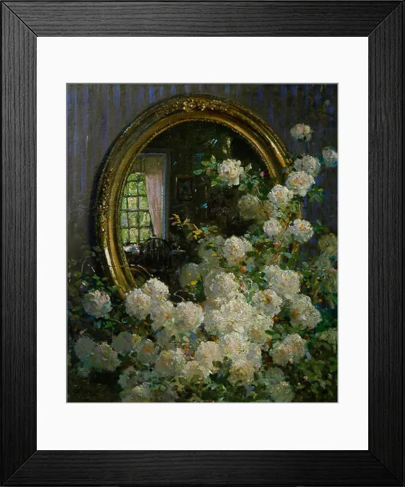 Framed Print : Abbott Fuller Graves - Flowers and Mirror Framed Print : Abbott Fuller Graves - Flowers and Mirror