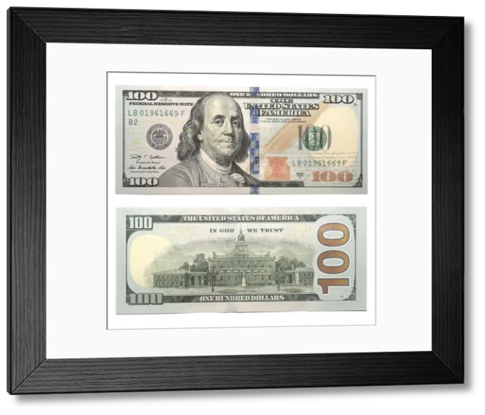 Framed Print : New 100 US dollar banknotes Framed Print : New 100 US dollar banknotes