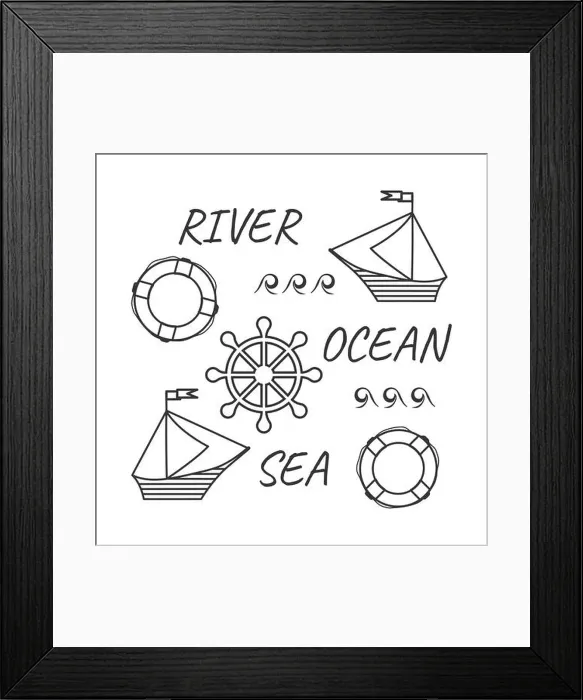 Framed Print : Icon collection. Sea, ocean, river Framed Print : Icon collection. Sea, ocean, river