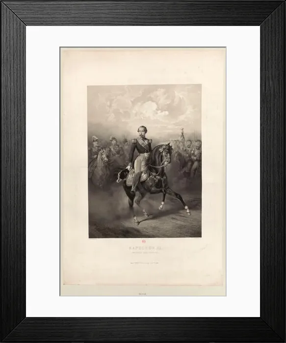 Framed Print : A lithographic portrait presents Napoleon III as Emperor of the French in 1862 during the Second Empire Framed Print : A lithographic portrait presents Napoleon III as Emperor of the French in 1862 during the Second Empire