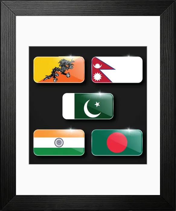 Framed Print : Illustration Vector Featuring India, Pakistan, Bangladesh, Nepal and Bhuthan Identities Framed Print : Illustration Vector Featuring India, Pakistan, Bangladesh, Nepal and Bhuthan Identities