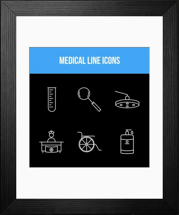 Framed Print : 6 Icon Set Of Medical For Personal And Commercial Use. Framed Print : 6 Icon Set Of Medical For Personal And Commercial Use.