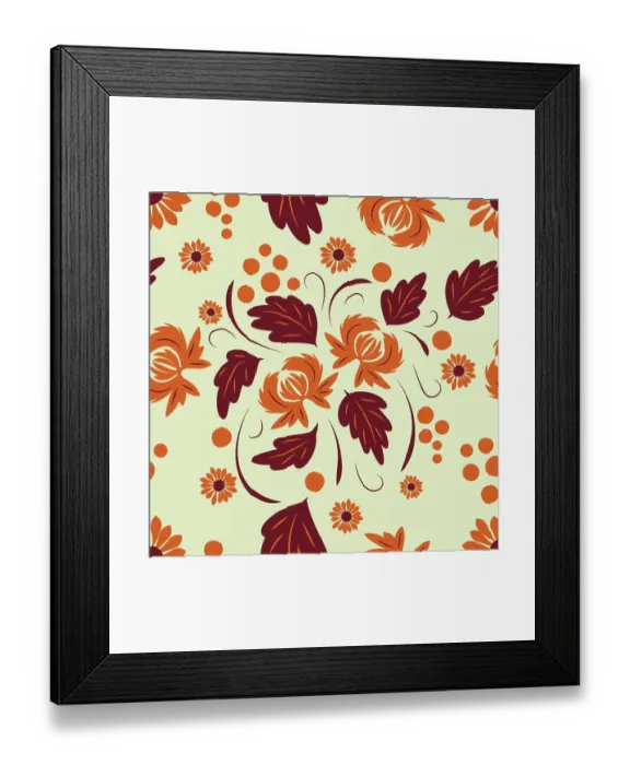 Framed Print : Floral pattern with flowers and leaves Fantasy flowers Abstract Floral geometric fantasy