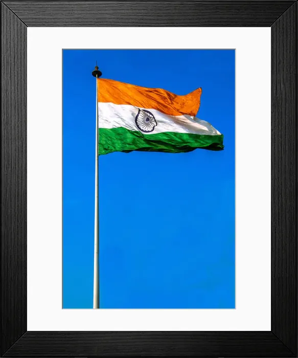 Framed Print : National Flag of India is a horizontal rectangular tricolour of deep saffron