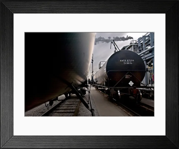 Framed Print : rail tank cars on sideing at chemical plant Framed Print : rail tank cars on sideing at chemical plant