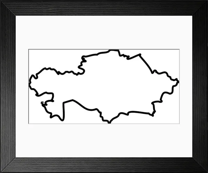 Framed Print : Kazakhstan - solid black outline border map of country area. Simple flat vector illustration. Framed Print : Kazakhstan - solid black outline border map of country area. Simple flat vector illustration.