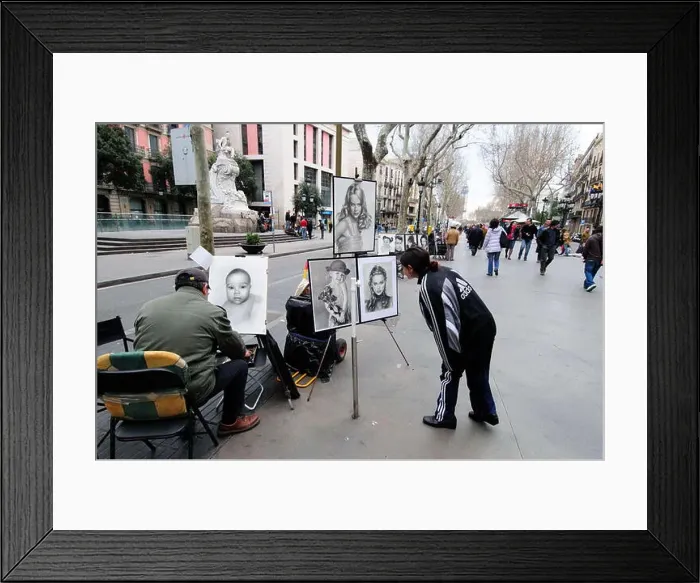 Framed Print : Street artist. La Rambla. Barcelona. Catalonia, Spain.