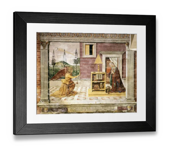 Framed Print : Domenico Ghirlandaio's 'Annunciation' depicts the biblical scene of the angel Gabriel announcing to Mary that she will